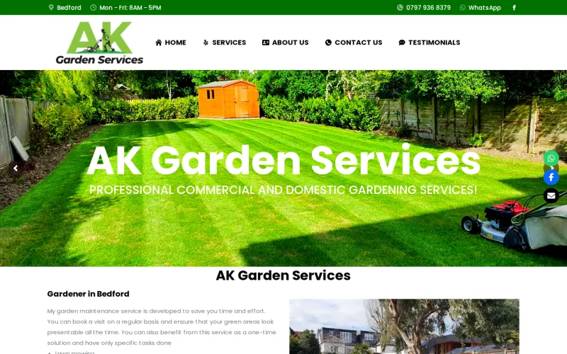 The AK Garden Services website