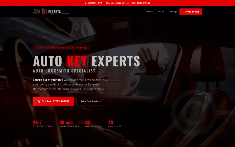 The Auto Key Experts website