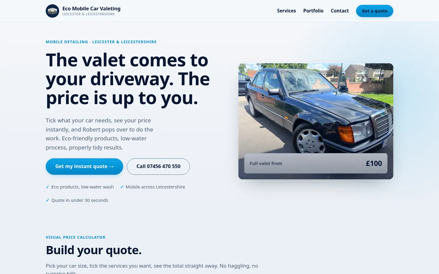 The Eco Mobile Car Valeting website