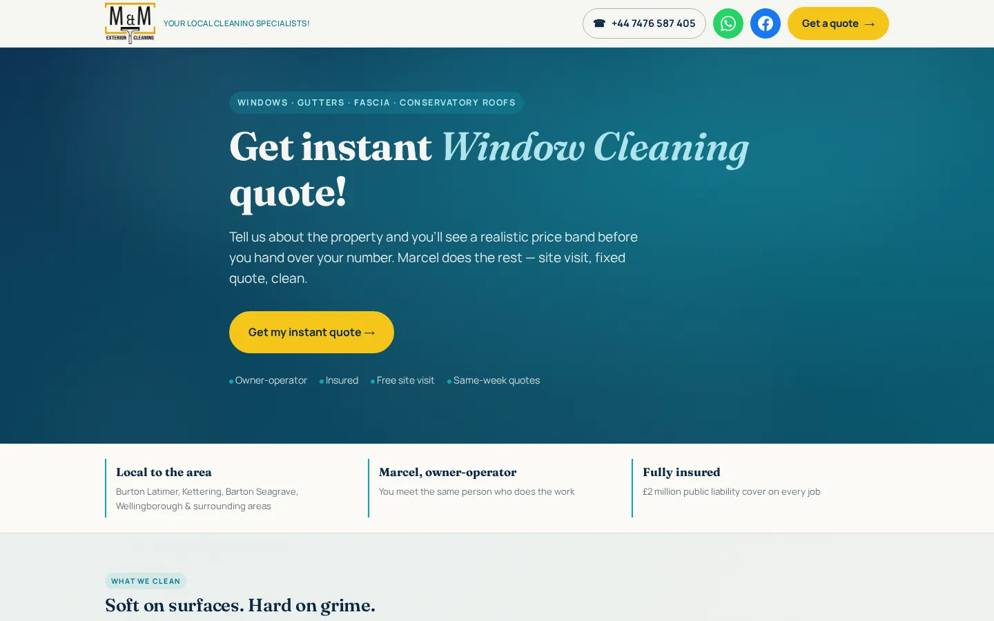 The M&M Exterior Cleaning website