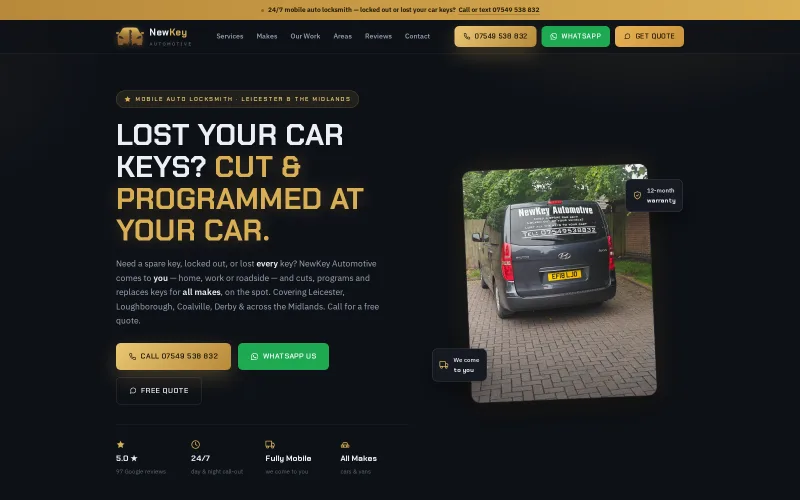 The NewKey Automotive website