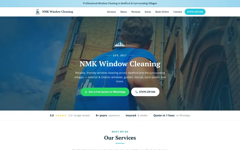 The NMK Window Cleaning website