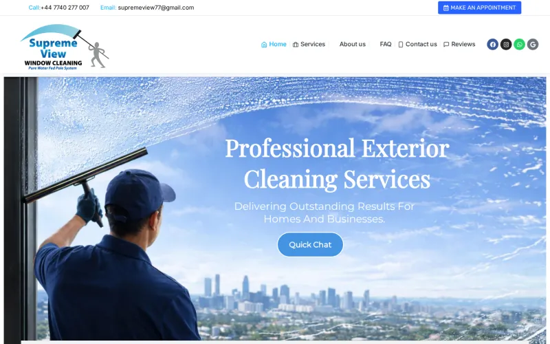 The Supreme View Window Cleaning website